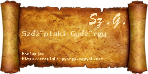 Széplaki György névjegykártya